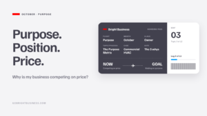 Boarding pass: Purpose. Position. Price. Why is my business competing on price? From competing on price to bidding on purpose.